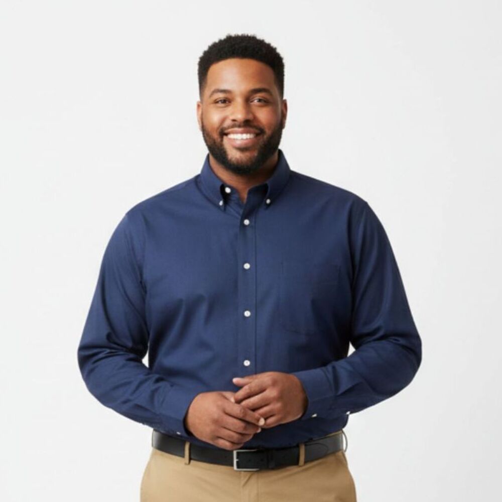 Roundtree & Yorke Men's Blue Long Sleeve Button Up & Down Shirt 2XT